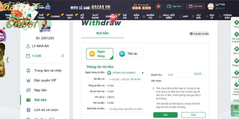 Nhập đầy đủ các dữ liệu trong biểu mẫu yêu cầu của trang cược